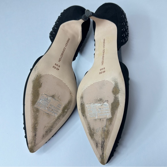 French Connection Studded Heels Black Embellished Kitten Heel Dorsay Pumps - Picture 6 of 7